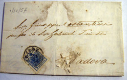 LOMBARDO VENETO 9  KREUZER TRIESTE  PADOVA 1-10-1857 - Lombardo-Vénétie