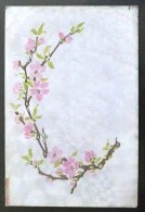 CPA  Litho Dessin AQUARELLE Asiatique Art Nouveau Papier Nacre Blanc Style Estampe Japon Fleur Pommier Cerisier Voyagé - Porcelaine