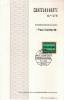 ALLEMAGNE  Carte  Notice 1er Jour  1976 Paul Gerhardt Lutherien - Théologiens