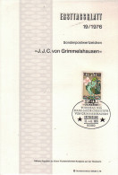 ALLEMAGNE  Carte  Notice 1er Jour  1976 Christophe Von Grimmelshausen - Cuentos, Fabulas Y Leyendas