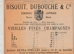 - Ancienne PUBLICITE Pour VIEILLES FINES CHAMPAGNE " BISQUIT, DUBOUCHE & Cie " à JARNAC, Charente - 018 - Licor Espirituoso