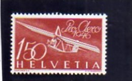 SWITZERLAND - SUISSE - SCHWEIZ SVIZZERA 1946 AIR MAIL POSTA AEREA PRO AEREO AERO ALIANTE Zoegling Training Glider MNH - Nuevos