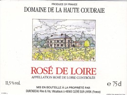 ETIQUETTE NEUVE VIN ROSE DE LOIRE Domaine De La Haute Coudraie DURENDEAU 49 Cléré Sur Layon - Rosés