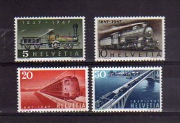 SWITZERLAND SUISSE SCHWEIZ SVIZZERA 1947 RAILWAY FERROVIE CHEMINS DE FER COMPLETE SET SERIE MNH - Unused Stamps