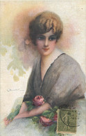 Femme En Gris Avec Des Roses - Monestier, C.
