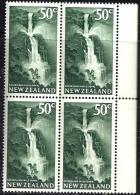 NEW ZEALAND WATERFALL GREEN OUT OF SET (?) 4 X 50 CENTS JOINED BLOCK OF 4 MINT 1967 SG? READ DESCRIPTION !! - Neufs