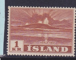 ISLANDE N° 213  1K BRUN JAUNE COMMÉMORATION DE L’ÉRUPTION DU VOLCAN HEKLA EN 1947 NEUF AVEC CHARNIERE - Unused Stamps