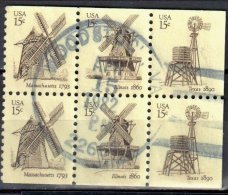 United States 1980 Windmills - Sc # 1740-42 - Mi.1417-19 D,E - Booklet Pane - Used - 1941-80