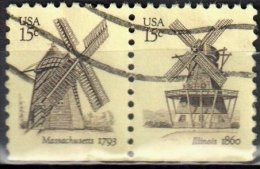United States 1980 Windmills - Sc # 1740-41 - Mi.1417-18 D - Horizontal Pair - Used - 1941-80