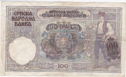 Serbia WWII German Occupation 1941 100 Serbian Dinars Overprint On Yugoslav - Servië