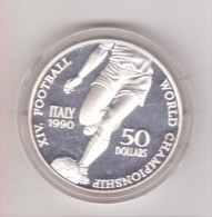 Niue-50 Dollari Argento-diametro 4cm Circa-Sport-Campionato Di Calcio 1990-Italia-F.D.C. In Capsula - Sonstige – Afrika