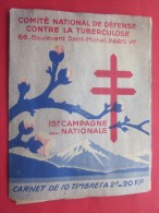 Rare 1945 ERINNOPHILIE FRANCE BLOC CARNET 10 VIGNETTE ANTI TUBERCULEUX NESTLE GIBBS 15é CAMPAGNE CONTRE TUBERCULOSE - Blocks & Sheetlets & Booklets