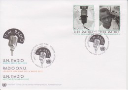 United Nations FDC Mi 764-765 - World Radio Day - Microphone - Cancellation Vienna - 2013 - FDC