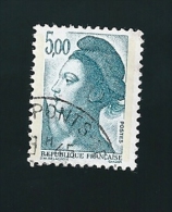 N° 2190 Marianne Type Liberté De Delacroix 5.00FRS   France Oblitéré 1982 - 1982-1990 Liberté De Gandon