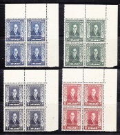 Iceland 1952 Sveinn Bjornsson 4v Bl Of 4  (corners) ** Mnh (20765) - Unused Stamps