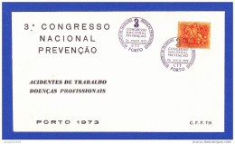 ACIDENTES DE TRABALHO DOENÇAS PROFISSIONAIS - 3 CONGRESSO NACIONAL - PORTO 24 AMIO 1973 - Flammes & Oblitérations