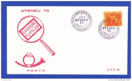 EXP. FILATELIA MEDALHISTICA NUMISMÁTICA FILUMINISMO - ATENEU PORTO - 2 JUNHO 1973 - Postal Logo & Postmarks