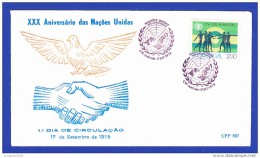 ENVELOPPE - XXX ANIVERSÁRIO DAS NAÇÕES UNIDAS - 12.SET.1975 - Flammes & Oblitérations