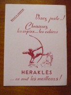 Buvard HERAKLES  Visez Juste ! Choisissez Les Copies Et Cahiers Héraklès  Fond Rose. Années 50 Bon Etat ARCHER - Papeterie