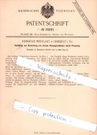 Original Patent - R. Weingart In Ohrdruf I. Th. , 1894 , Herstellung Von Holzgegenständen !!! - Gotha