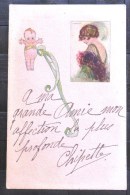Rare LITHO Illustrateur CORBELLA Anna Gasparini Femme Dans Cadre Et Bébé Nu Olivieri Avec Ruban Noeud Vert Ecrite - Corbella, T.