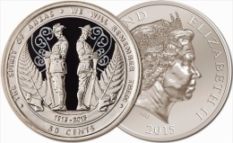 NEW ZEALAND  50 Cents  2.015  2015  Nickel-plated Steel  "The Spirit Of ANZAC"   UNCirculated  T-DL-11.269 - Nouvelle-Zélande
