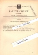 Original Patent - Johannes Dame In Warburg , 1882 , Rechen Für Landwirtschaft , Agrar !!! - Warburg