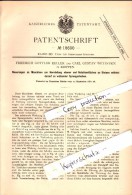 Original Patent - F.G. Keller Und C.G. Wetzstein In Krippen B. Bad Schandau , 1881 , Maschine Für Steine !!! - Bad Schandau