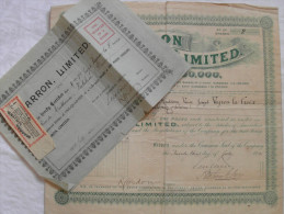 Action Share 1920 CHARRON LIMITED Avec Son Certificat De On Quarter Share Valence Drome Emprunt Titre - Automobilismo