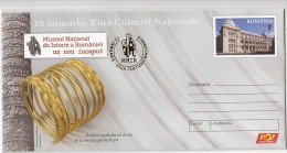 ARCHAEOLOGY, DACIAN GOLD BRACELET, BUCHAREST HISTORY MUSEUM, COVER STATIONERY, ENTIER POSTAUX, 2015, ROMANIA - Archéologie