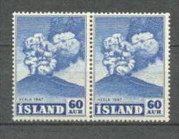 1948 ICELAND 60 A. HEKLA VOLCANO MICHEL: 251 PAIR MNH ** - Unused Stamps