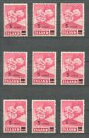 1954 ICELAND DEFINITIVE OVERPRINT 9x Sets MICHEL: 292 MNH ** - Unused Stamps