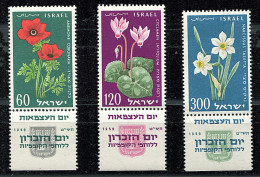 Israel ** N° 152 à 154 Avec Tabs - Fleurs - Unused Stamps (with Tabs)
