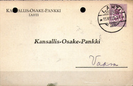 Finland,advertiseing Card,60p,1921,Mi#84Aa,Y&#104,sent From Lahti,15.07.1925,to Vaasa,as Scan - Briefe U. Dokumente