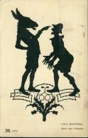 Paul Konewka Silhouette Zettel Und Schnauz 1405 - 7.6.1928 Von Meiningen Nach Bad Lichtenstein - Silhouetkaarten