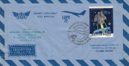 Unnepi Légijarat - Vol Spécial Lupo 72 Aérogramme Budapest -Zürich Sonderflug, 23..4.72 Pour Luzern - Brieven En Documenten