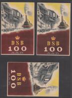 DENMARK - 1947 Set Of 3 Postal Cards With Train Blocks Of Four. Scott 301-303. Special First Day Of Issue Postmark - Tarjetas – Máximo