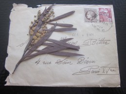 1946 Lettre Avec Timbre 681-716 B Cachet à Date Horoplan + Herbier Brin De Mimosa Sechée De SANARY Pour Paris XV - 1921-1960: Moderne