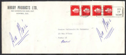Lettre De MONTREAL Canada   Le 28 1 1965  Avec 1 BANDE De 4 Timbres PAR AVION - Lettres & Documents