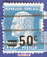 * 1926 / 27  N° 219 PASTEUR SURCHARGE OBLITÉRÉ DOS CHARNIÈRES - Gebruikt