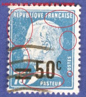 1926 / 27  N° 219 SURCHARGE  PASTEUR OBLITÉRÉ DOS CHARNIÈRES - Used Stamps