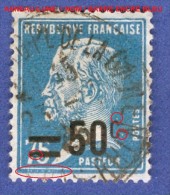 1926 / 27  N° 219 PASTEUR SURCHARGE OBLITÉRÉ DOS CHARNIÈRES - Gebruikt