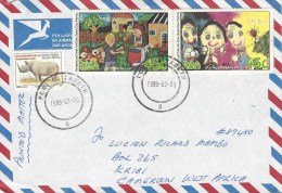 South Africa 1999 Port Elizabeth Children Drawings Our Family Rhinoceros Cover - Storia Postale
