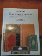 1989 SOTHEBY'S Monaco LIVRES ANCIENS Et MODERNES CATALOGUE Illustré - Sonstige & Ohne Zuordnung