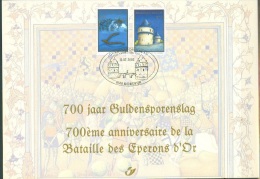3088HK Belgie Kortrijk Gulden Sporen Herdenkingskaart -Carte Souvenir  2002 - Cartes Souvenir – Emissions Communes [HK]