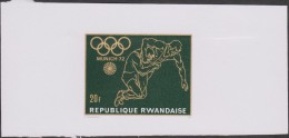 Rwanda 1971 Y&T 428. Épreuve De Couleurs Sur Petit Feuillet Gommé, Vert Et Or. Jeux Olympiques De Munich. Lutte - Lutte