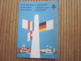 1950 Plan De Bale Basle Basel Suisse  Helvetia Swiss Bank Guide Touristique Publicitaire  Schéma De Ligne Reseaux - Europa