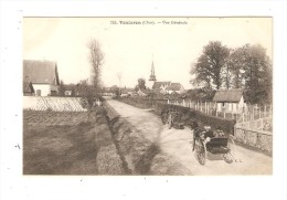 CPA : 18 - VOUZERON  : Vue Générale : Attelage Charette  - Champs - Maisons - église ... - Vouzeron