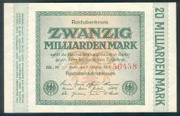 Deutschland, Germany - 20 Mrd. Mark, Reichsbanknote, Ro. 115 A ,  ( Serie BK ) UNC, 1923 ! - 20 Mrd. Mark