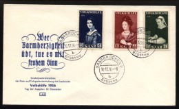 Saarland 1956 Volkshilfe Gemälde VIII, Mi. N°  376/78 Auf FDC In Einwandfreier Erhaltung, - Briefe U. Dokumente